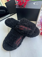 '1000-7' Fur Slides (BLACK)