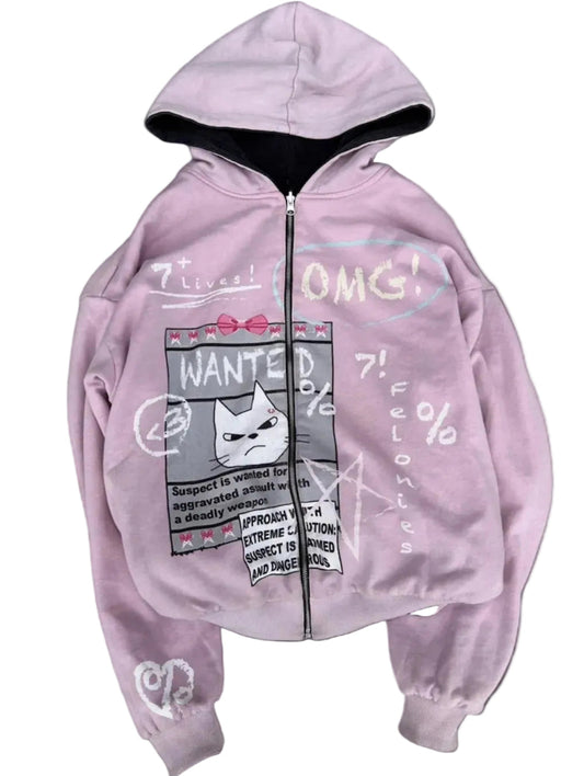 'WANTED' REVERSIBLE ZIP-UP